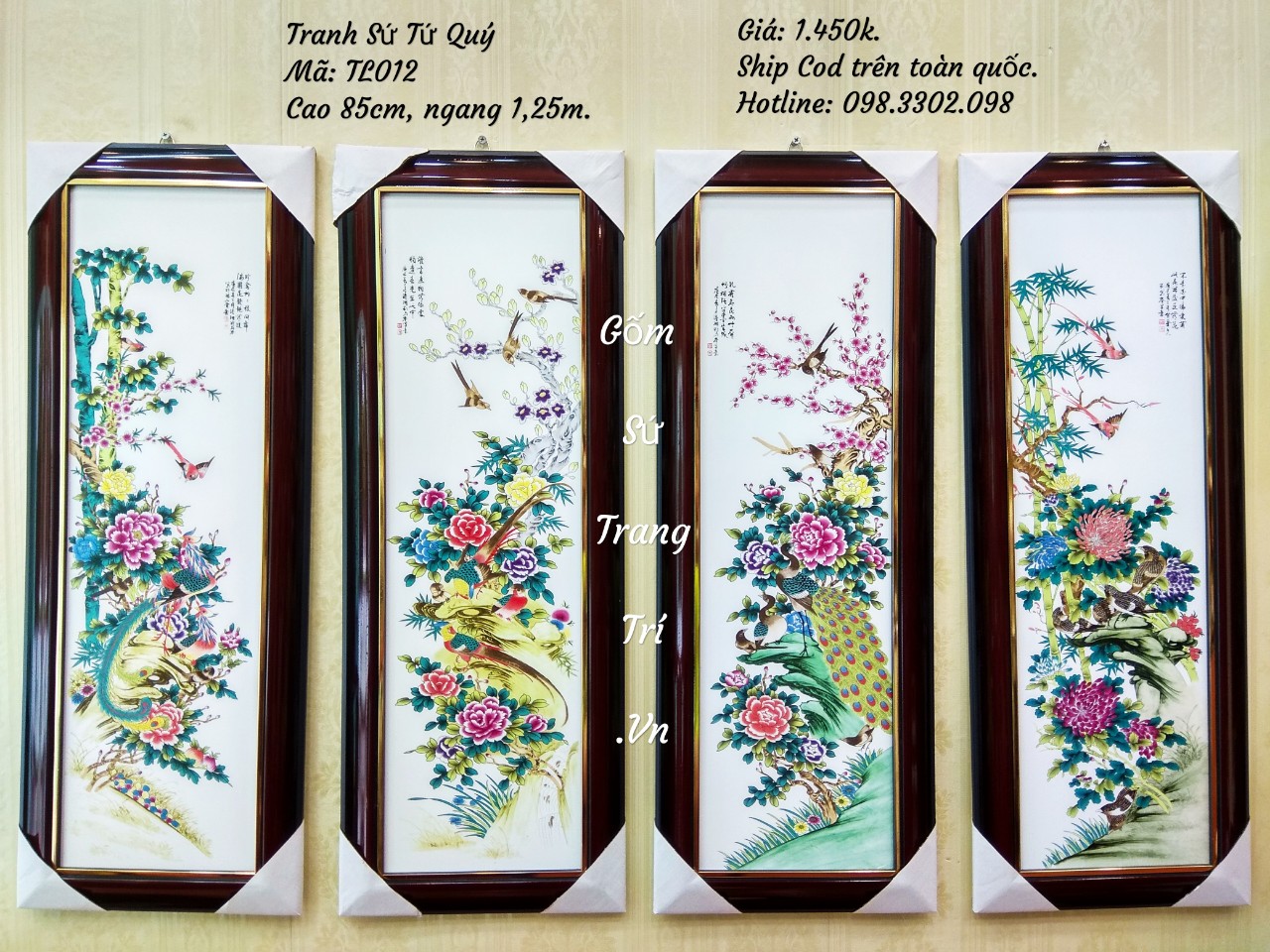 Tranh Sứ Tứ Quý Mã TL012